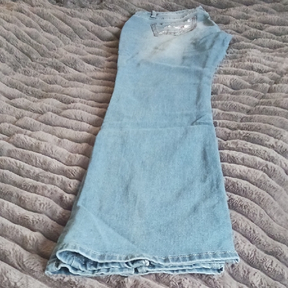 NEW!Embroidered Daisies Hippie Ankle Split Flood Blue Jeans XXL NEW never Worn! - Picture 4 of 7